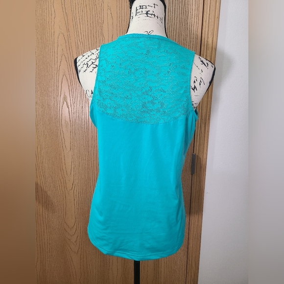 Columbia Mesh Back Turquoise Athletic Athleisure Tank Top - Picture 2 of 3